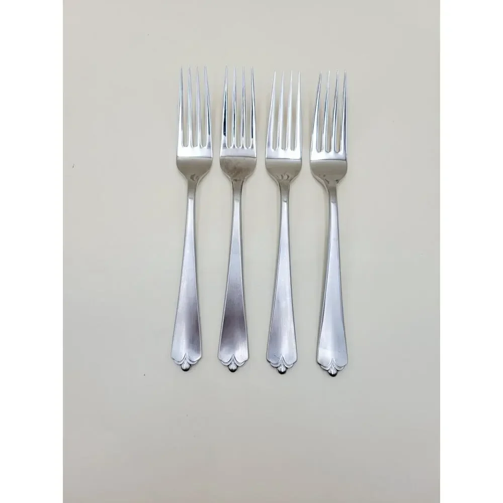 Wallace Lotus 18/8 Stainless Steel Set 4 Dinner Fork Flatware